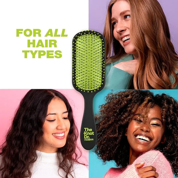 Conair The Knot Doctor for Premium Pro Detangling Brush for Wet or Dry Hair with Green Storage Case, Black - Product Image