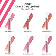 Almay Color & Care Hydrating Lip Gloss, Soft Natural Hues, Prebiotic Complex, Hyaluronic Filling-Sphere Technology, 200 Ro...