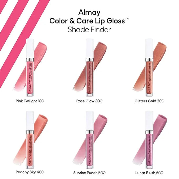 Almay Color & Care Hydrating Lip Gloss, Soft Natural Hues, Prebiotic Complex, Hyaluronic Filling-Sphere Technology, 200 Ro...