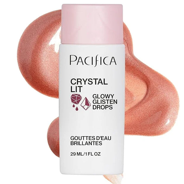 Pacifica Crystal Lit Glowy Glisten Drops – Face Makeup - Shimmery Multi-Use Liquid Blush/Highlighter for Radiant, Dewy Che...