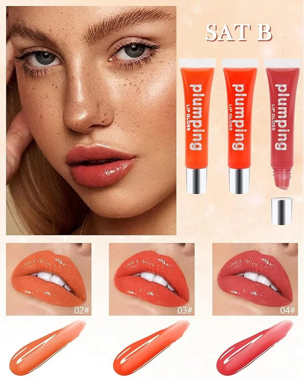 Hydrating Lip Glow Oil-3Pcs Tinted Plumping Lip Oil Lip Plumper, Moisturizing Smooth Lipgloss for Lip Care, Glossy Finish ...