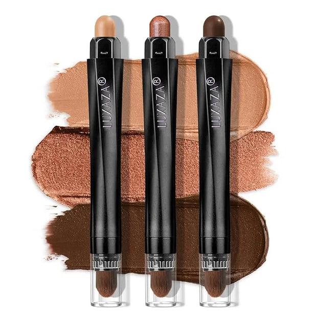 Classic 3PCS Neutral Eyeshadow Stick Makeup Set, Metallic Shimmer Matte Cream Eye Shadow Eyeliner Brightener Pencil Crayon...