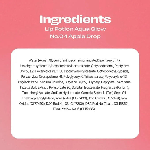 Lip Potion Aqua Glow No.4 Apple Drop | Hydrating, Non-Sticky Gloss with Sheer Radiance | 0.3 Oz - Product Image