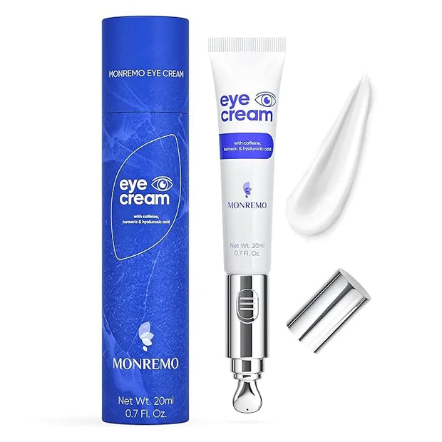 Under Eye Cream with Caffeine, Turmeric & Hyaluronic Acid | Vibrating Applicator & Snail Mucin | Anti-Aging Treatment to R...
