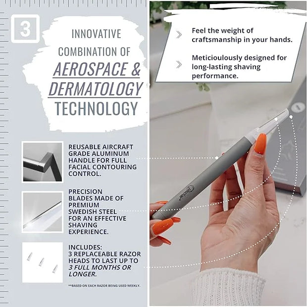 Premium Dermaplaning Tool - Multipurpose Face Razor for Women - Exfoliating Dermaplaner for Smooth Skin, Gentle Eyebrow an...