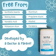 MONA UNSCENTED 100% Natural Deodorant for Kids, Preteens & Teens | Hypoallergenic & Vegan | No Baking Soda, Synthetic Scen...