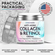 Collagen Cream for Face, Anti Aging Facial Moisturizer for Women with Hyaluronic Acid, Vitamin A, Vitamin E, Made in USA, ...
