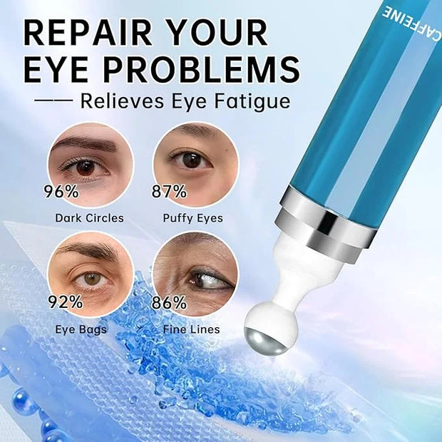 5% Caffeine Eye Cream Anti Aging, Cream For Puffiness & Bags Under Eyes, 1 PCS Caffeine Eye Serum With Under Roller For Wr...