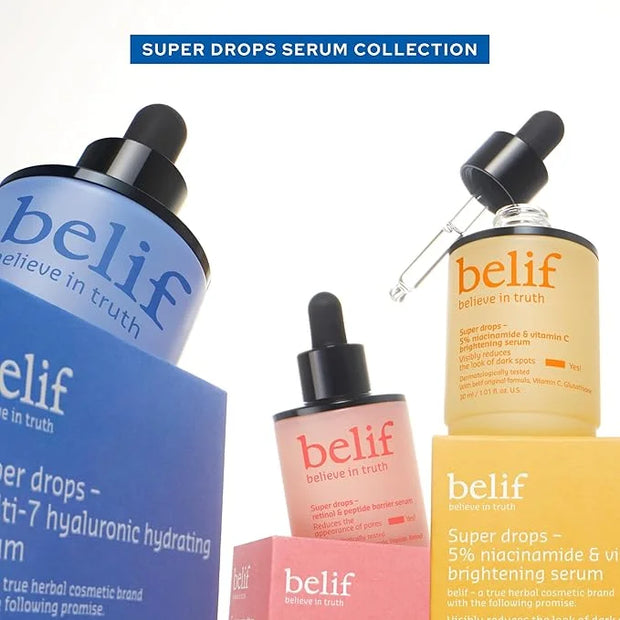 belif Discover Glowing Skin Mini Kit: Peptides Firming Serum, Multi7-Hyaluron Hydrating Serum, Vitamin C Serum, Super Drop...