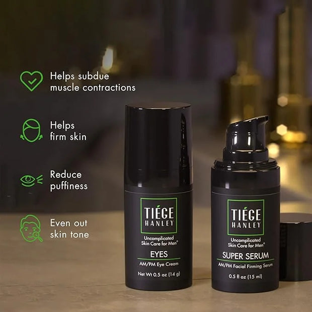Tiege Hanley Eye Cream & Face Serum Set, Advanced Anti-Aging Bundle - Dark Circle & Under Eye Cream for Puffiness & Bags -...