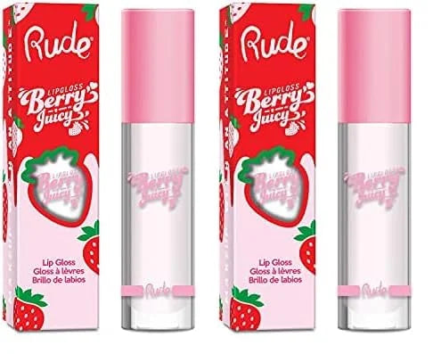 RUDE Cosmetics Berry Juicy Lip Gloss - Pure for Women - 0.14 oz Lip Gloss (Pack of 2) - Product Image