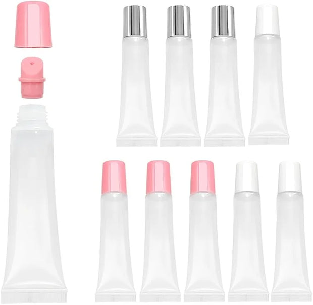 Quacc 9pcs Empty Lip Gloss Tubes, 15ml Soft Squeezable Lip Balm Container Refillable Lipstick Cosmetic Tubes for DIY Lip G...
