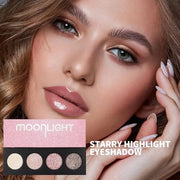 Shiny Highlight Eyeshadow Palette 4 Colors, Cosmetics Shimmer Palette, Cruelty-Free and Vegan Formula, Glitter Eyeshadow f...