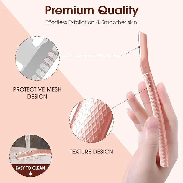 Dermaplane razor for women with 10 replaceable blades, dermaplaning tool for facial peach fuzz, eyebrows, exfoliation, and...