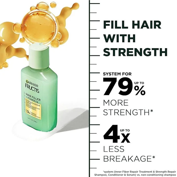 Garnier Fructis Hair Filler Strength Repair Serum Treatment with Vitamin Cg, Hair Serum for Weak, Damaged Split Ends, 3.8 ...