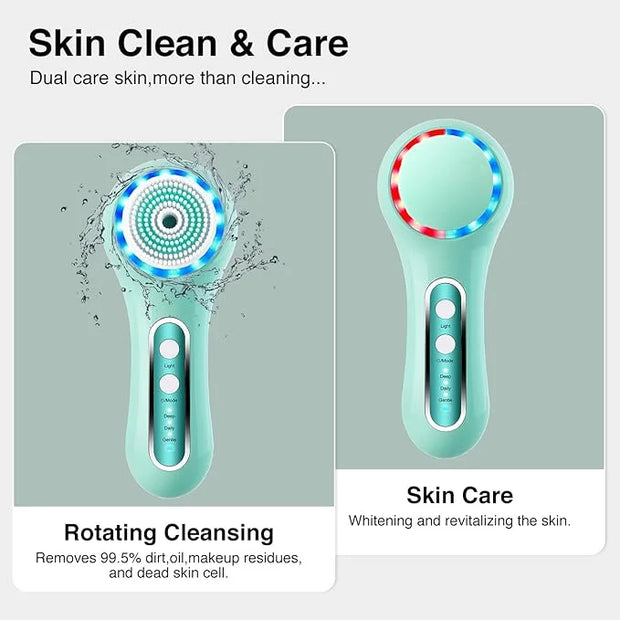 Face Scrubber Exfoliator,Facial Cleansing Brushes Rechargeable IPX7 Waterproof with 5 Brush Heads,Electric Face Spin Brush...