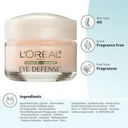 L'Oreal Paris Dermo-Expertise Eye Defense Eye Cream with Caffeine and Hyaluronic Acid 0.5 oz - Product Image