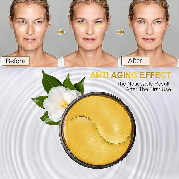 Fivewan 24k Gold Under Eye Patches - 120 Pcs Eye Mask Pure Gold Anti-Aging Collagen Hyaluronic Acid Under Eye Mask for Rem...