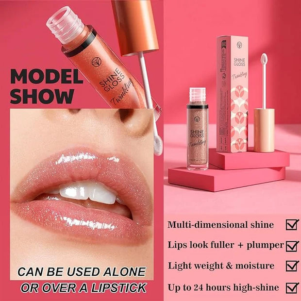Brown Lip Gloss Women Girls Plumping Lip Gloss Glitter Tinted Lip gloss Oil Plumper Hydrating Long Lasting Moisturizing No...