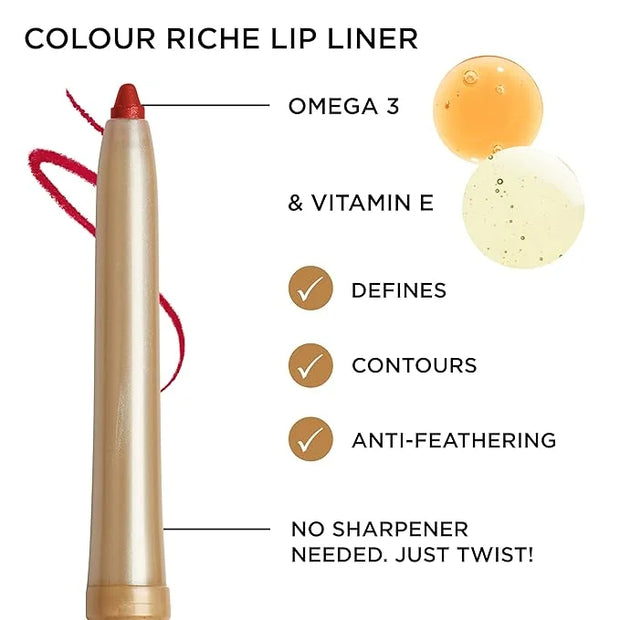 L'Oreal Paris Colour Riche Lip Liner Pencil, Creamy Lip Liner with Omega 3 and Vitamin E, 782 Toffee To Be (Warm Deep Brow...