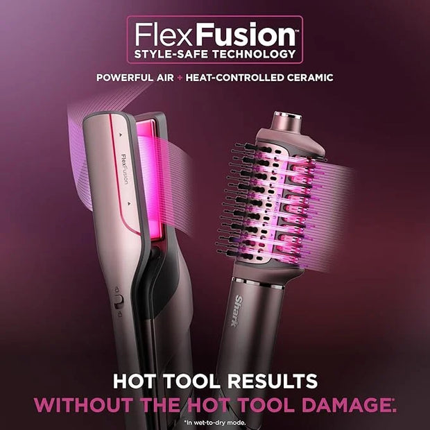 Shark FlexFusion Hair Straightener & Powerful Hair Dryer with Fusion Hair Brush, Ceramic Air Styler with Auto-Wrap Hair Cu...