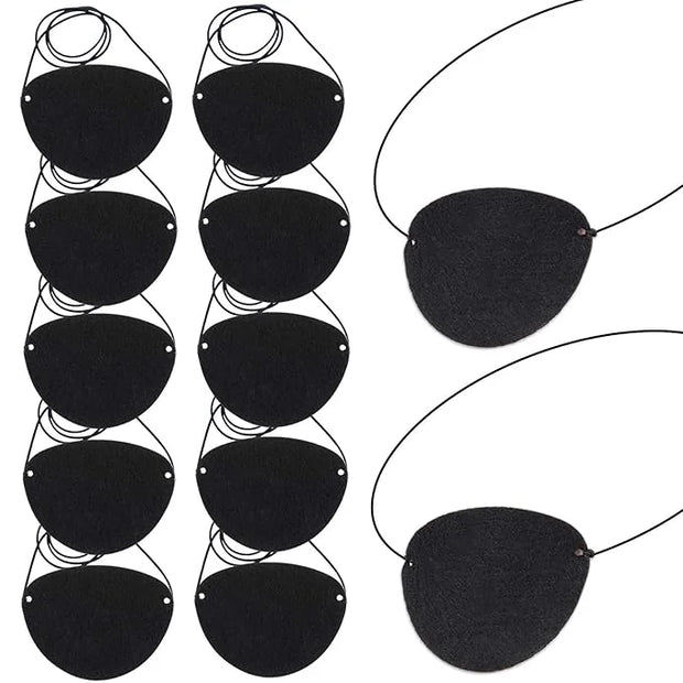YGDZ Eye Patch, 12pcs Soft Felt Eye Patches for Adults Kids, Adjustable Single Eye Mask for Lazy Eye, Black - Product Image
