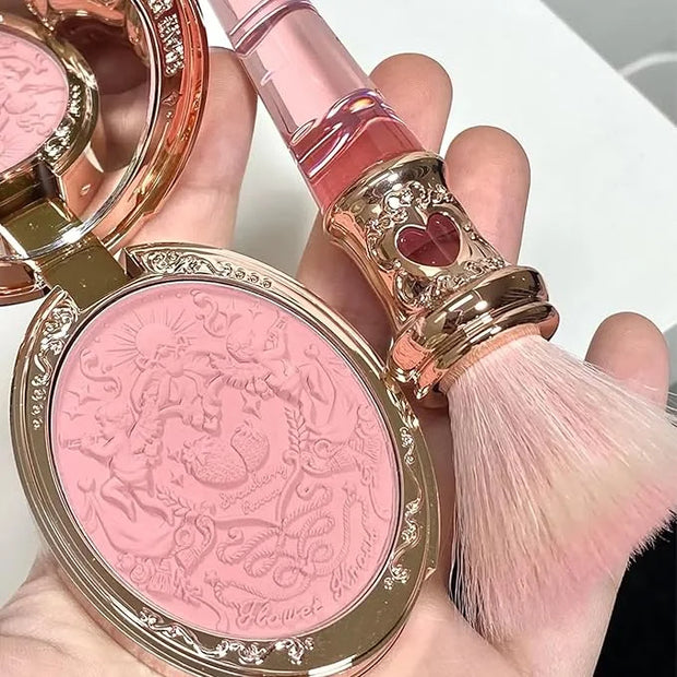 Flower Knows Strawberry Rococo Embossed Blush;Pink Matte Finish;Buildable & Blendable Powder Blush for cheeks,Natural Flus...