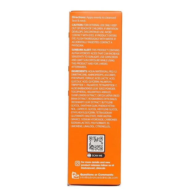 Advanced Clinicals Brightening Vitamin C Serum For Face With Glycolic Acid + Lactic Acid | Vitamin C Eye Serum Face Moistu...