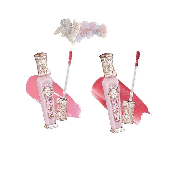 Flower Knows Violet Strawberry Rococo Glowy Lip Gloss G01+G02 +Hair Clips Set - Product Image