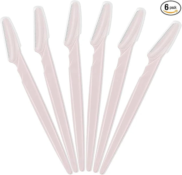 6 Pcs Light Pink Eyebrow Razor, Face Razors Multipurpose, Facial Razors for Women Men, Eyebrow Trimmers Shaver with Protec...