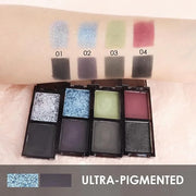 Blue Black Two Color Matte Shimmer Glitter Eyeshadow,Bright High Pigment Eye Shadow Powder,Professional Long-Lasting Water...