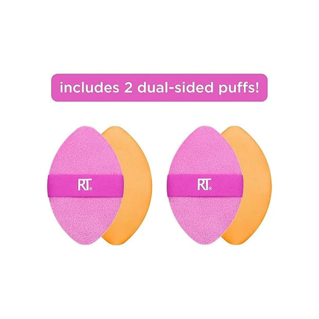 Real Techniques Miracle 2-In-1 Powder Puff 2 Pack, Dual-Sided, Full Size Makeup Blending Puff, Reversible Elastic Band, Ma...