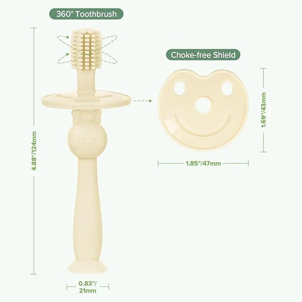 haakaa 360° Baby Toothbrush with Suction Base - Gentle Cleaning for Infant Self-Brushing Training, Food-Grade Silicone, Ad...
