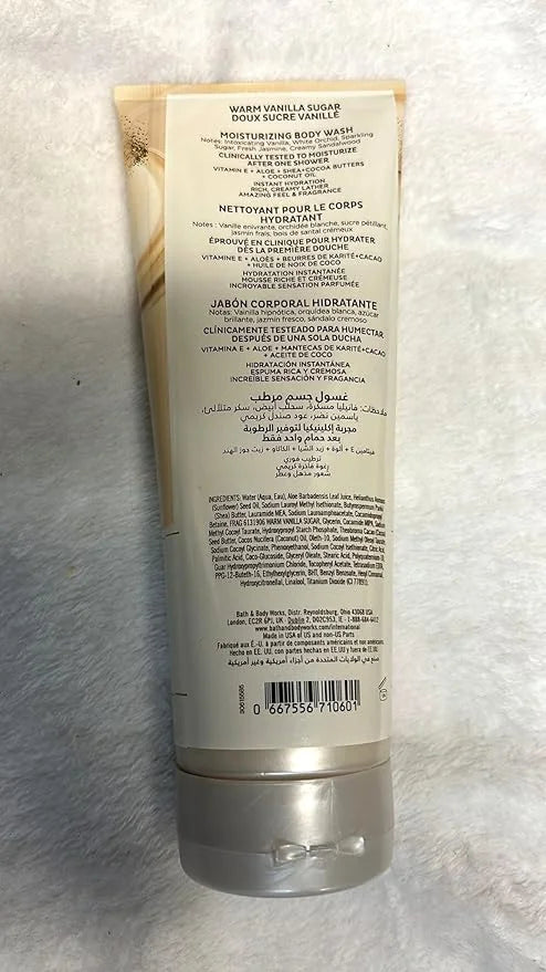 Bath and Body Works WARM VANILLA SUGAR Moisturizing Body Wash with Shea Butter and Cocoa Butter - Full Size - Product Image