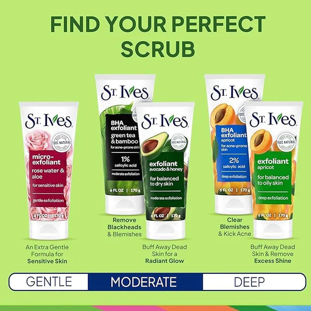 St. Ives Blackhead Clearing Face Scrub, Clears Blackheads & Unclogs Pores, Green Tea & Bamboo, Salicylic Acid Acne Treatme...