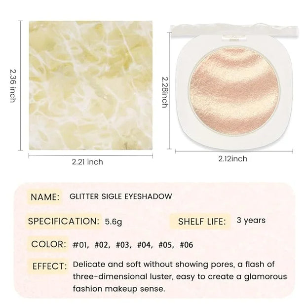 Low Saturation Delicate Long-Lasting Eyeshadow Palette, Monochrome Glitter Pressed Cream Single Vegan (10 Glittle Gold) - ...