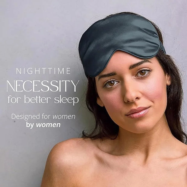 Grace & Company Silky Satin Eye Mask for Women - Premium Black Satin Silk Sleep Mask - Hydrating, Ultra Soft & Lightweight...