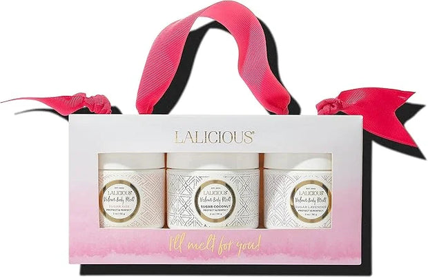 LaLicious Velour Body Melt Gift Set - 3-Piece Gel-to-Oil Body Moisturizer Skin Care Kit with Vitamin E & Macadamia Nut See...