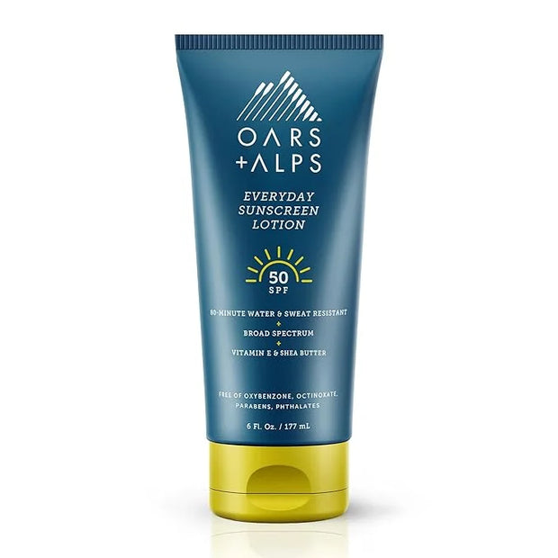 Oars + Alps Everyday SPF 50 Sunscreen Body Lotion, Naturally Derived Skin Care Infused with Aloe Leaf Juice and Vitamin E,...