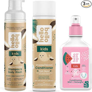 Hello Bello Creamy Coconut Shampoo and Body Wash 10 fl oz, Conditioner 10 Fl Oz, Watermelon Conditioning Mist and Detangle...