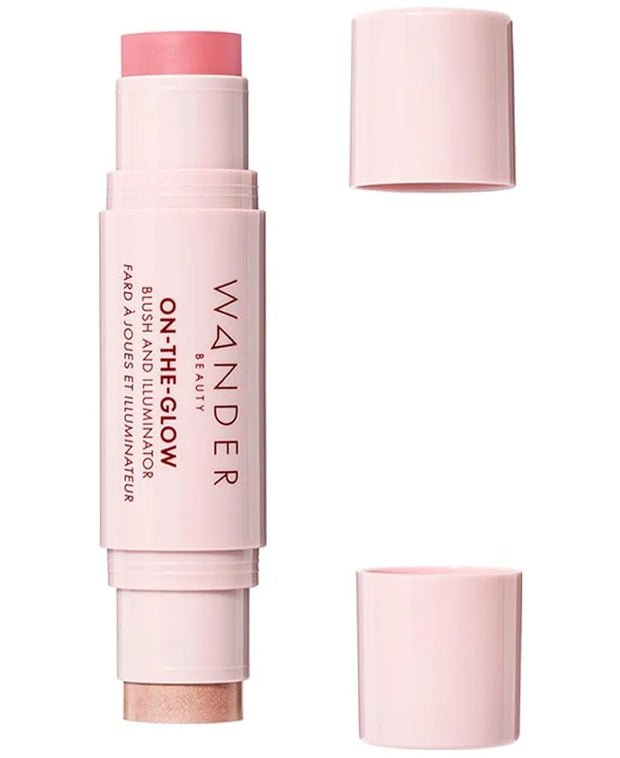 Wander Beauty On-the-Glow Blush and Illuminator - Petal Pink/Nude Glow - 7-in-1 Hydrating Cream Blush & Highlighting Stick...