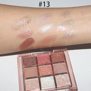 9 Colors Glitter Eyeshadow Palette Naturing-Looking Women Girls Eye Shadow,Pink White Gold Glitter Shimmer Sparkly Eye Sha...