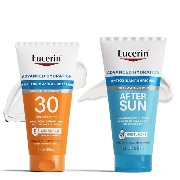 Eucerin Advanced Hydration Skin Care Set, Advanced Hydration Sunscreen Lotion SPF 30, 5 Fl Oz Tube + Advanced Hydration Af...