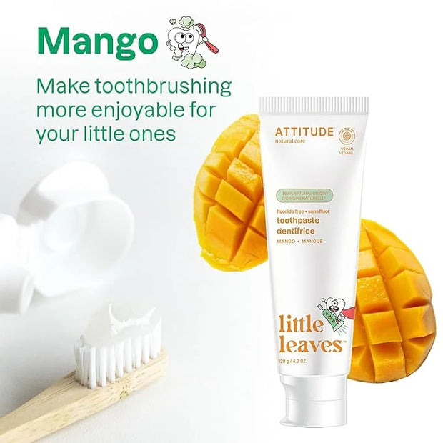 ATTITUDE Fluoride-Free Toothpaste, Plant- and Mineral-Based Ingredients, Vegan, Cruelty-Free and Sugar-Free, Mango 4.2 Oz ...