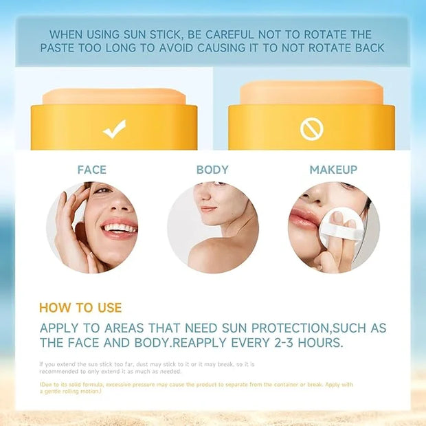 Sunscreen Stick for Face Spf50+ Sunblock Pa++++ Outdoor Water-Resistant Face & Body Solid Sunstick No Eye Irritation Trave...