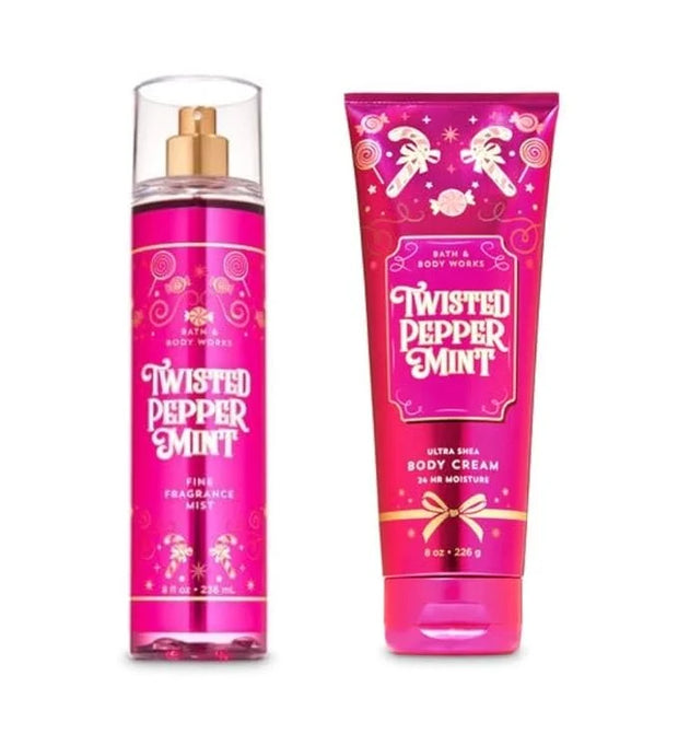 Bath and Body Works - Twisted Peppermint - Fine Fragrance Mist and Ultra Shea Body Cream - Full Size – Winter 2019 - Produ...