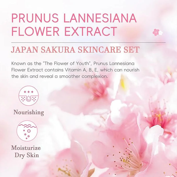 Cherry Blossom Skin Care Kit - Skincare for Girls 10-12 - Hydrating Travel Essentials - Travel Kit with Face Wash, Essence...