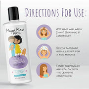 2 in 1 Natural Kids Shampoo and Conditioner, Tear Free | For Toddlers with Curly Hair | For All Kids Hair Types | Coconut ...