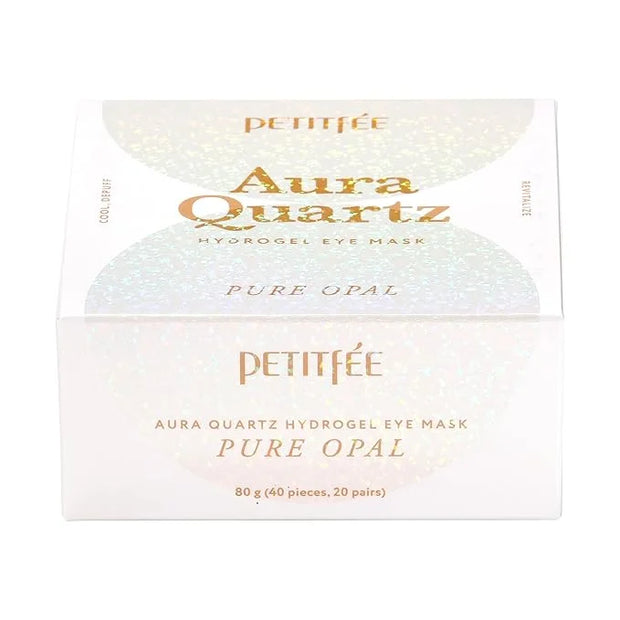 Petitfee Aura Quartz Eye Mask Pure Opal 40 pcs (20 pairs) - Rejuvenating Hydrogel Eye Patch for Puffy Eye Bags, Cooling, D...
