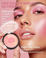 Flower Blush for Cheeks, Matte Shimmer Face Blush Powder, Eyeshadow Contour Multiuse Facial Make up Palette,Long Lasting W...